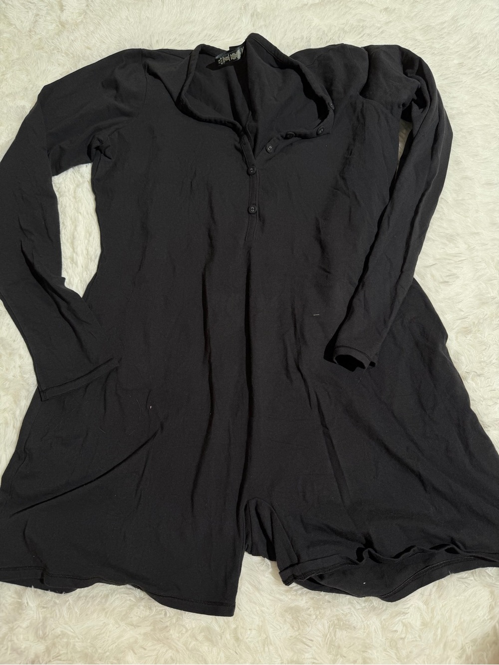 SKIMS 3X Black Long-Sleeve Romper Sleepwear Shorty Suit Short Onesie Loungewear